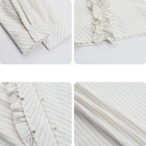 v-neck frill stripe shirt　J00506