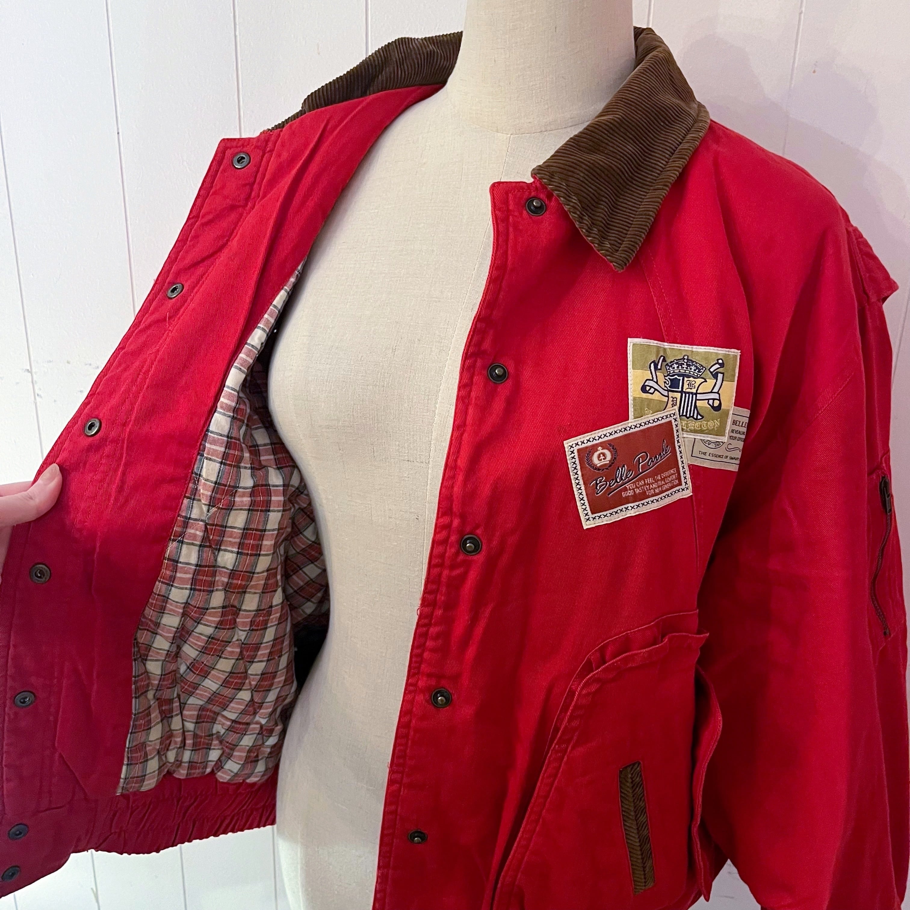 corduroy collar check liner red blouson
