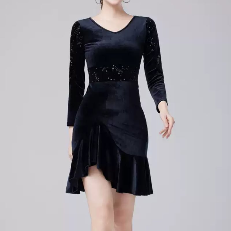 ロングスリーブ フリルヘム ミニワンピース ds1026