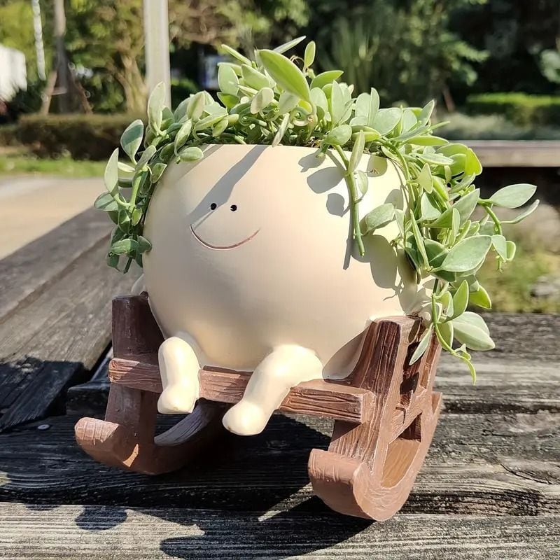 植木鉢 プランター ポット ロッキングチェア 笑顔 かわいい フェイス