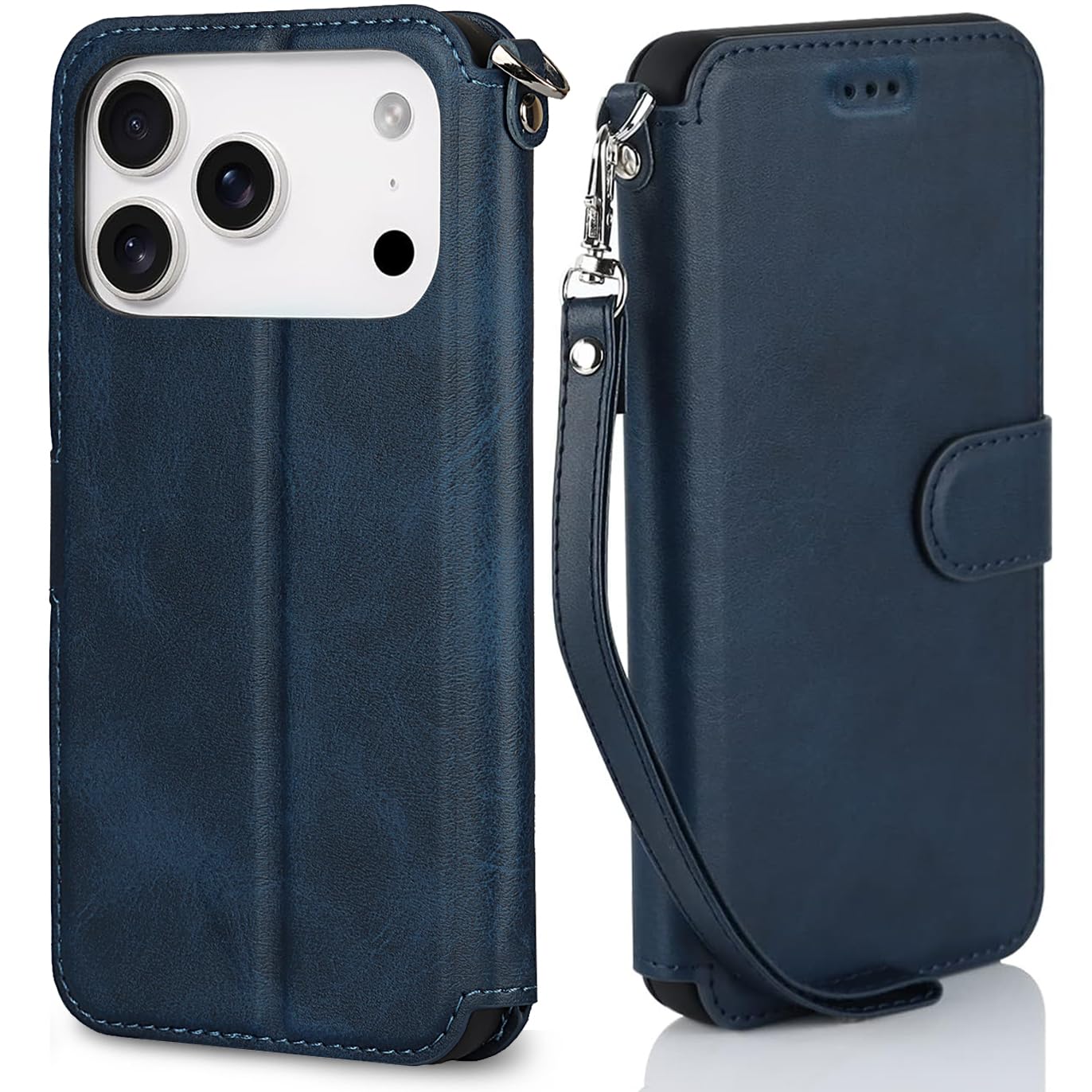 iPhone 18 Pro Max 通用 17ProMax ケース 手帳型 用 薄型 case アイフォン Cobeimisr カバー ネイビー