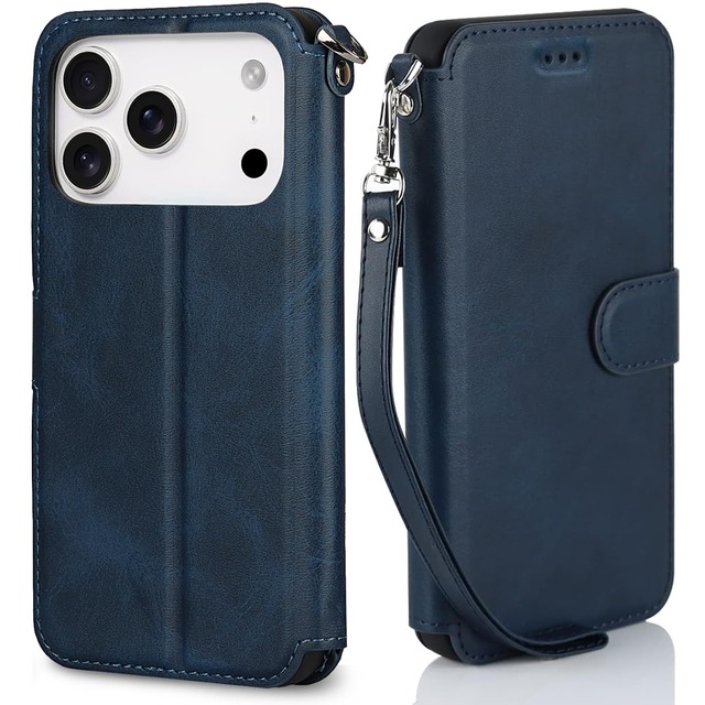 iPhone 18 Pro Max 通用 17ProMax ケース 手帳型 用 薄型 case アイフォン Cobeimisr カバー ネイビー