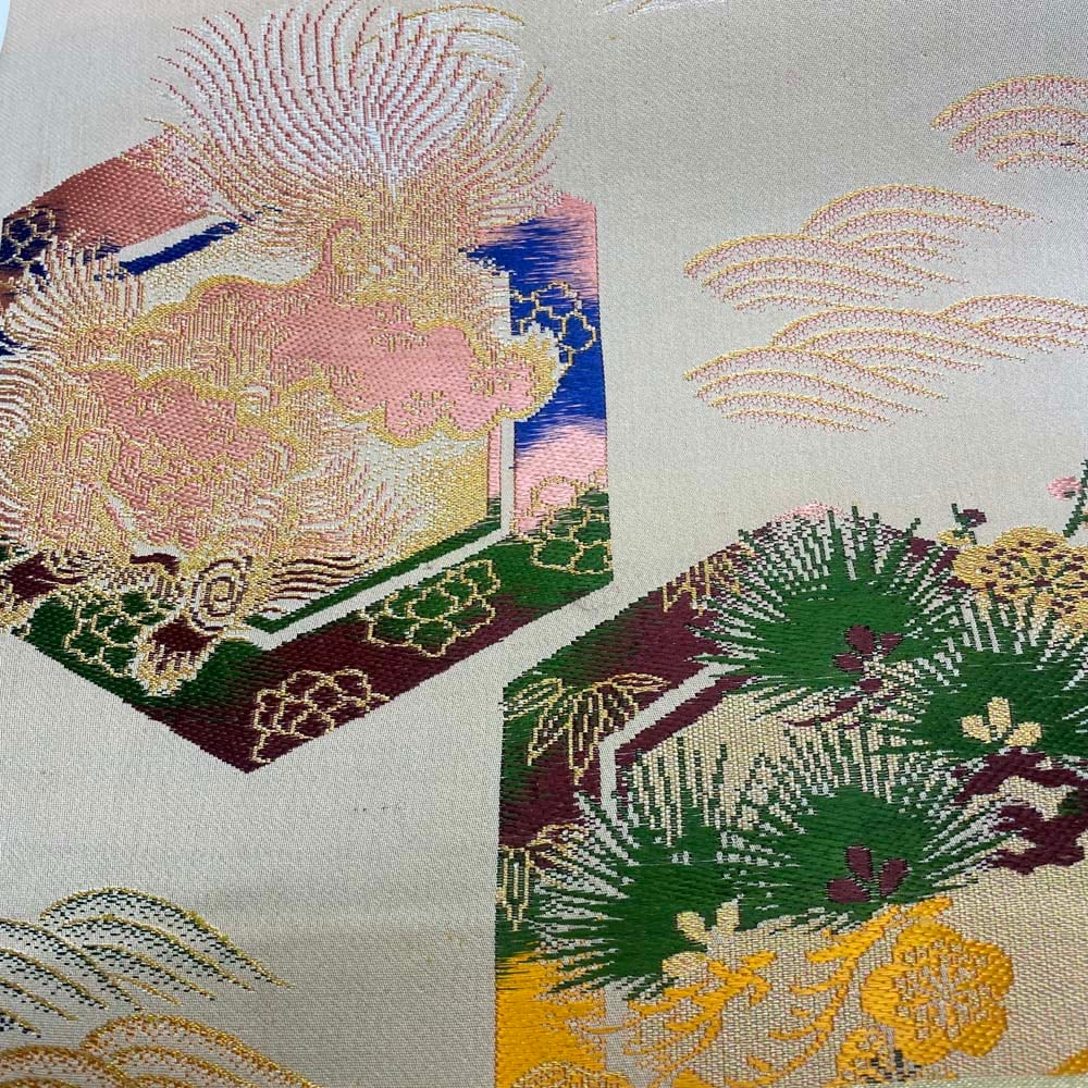 希少★アンティーク丸帯 全通 丸帯 アンティーク ヴィンテージ 全通 金帯 374cm 花嫁衣装 貸衣装