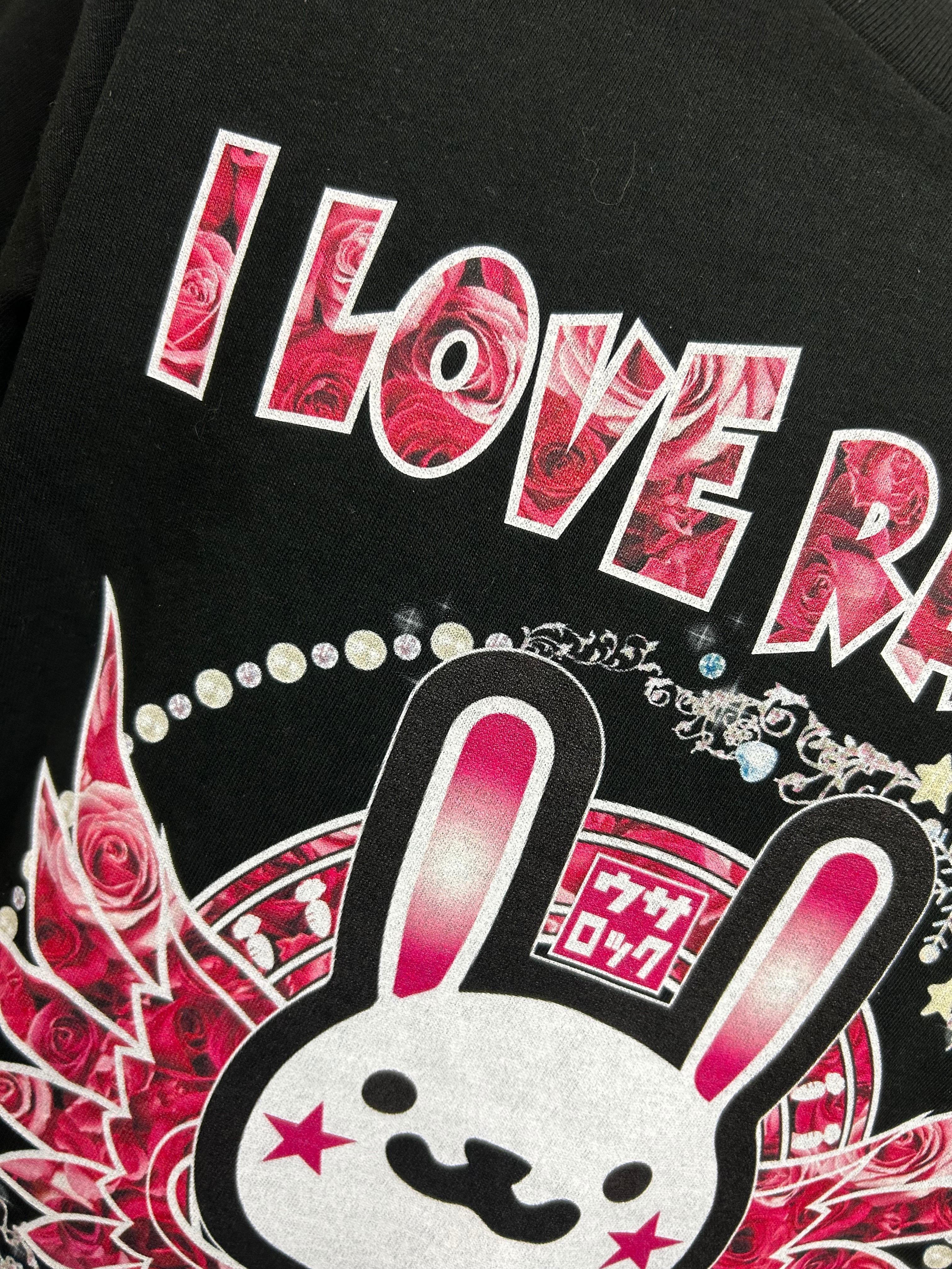 ウサロックロゴTシャツ ピンク薔薇 うさぎTシャツ | ウサロック