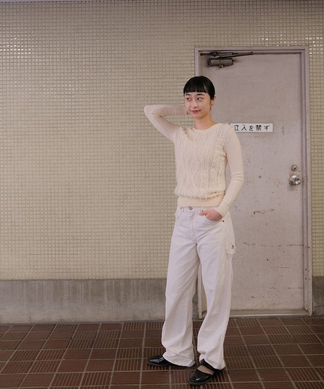 【送料無料】”J.CREW ”ivory fringe knit