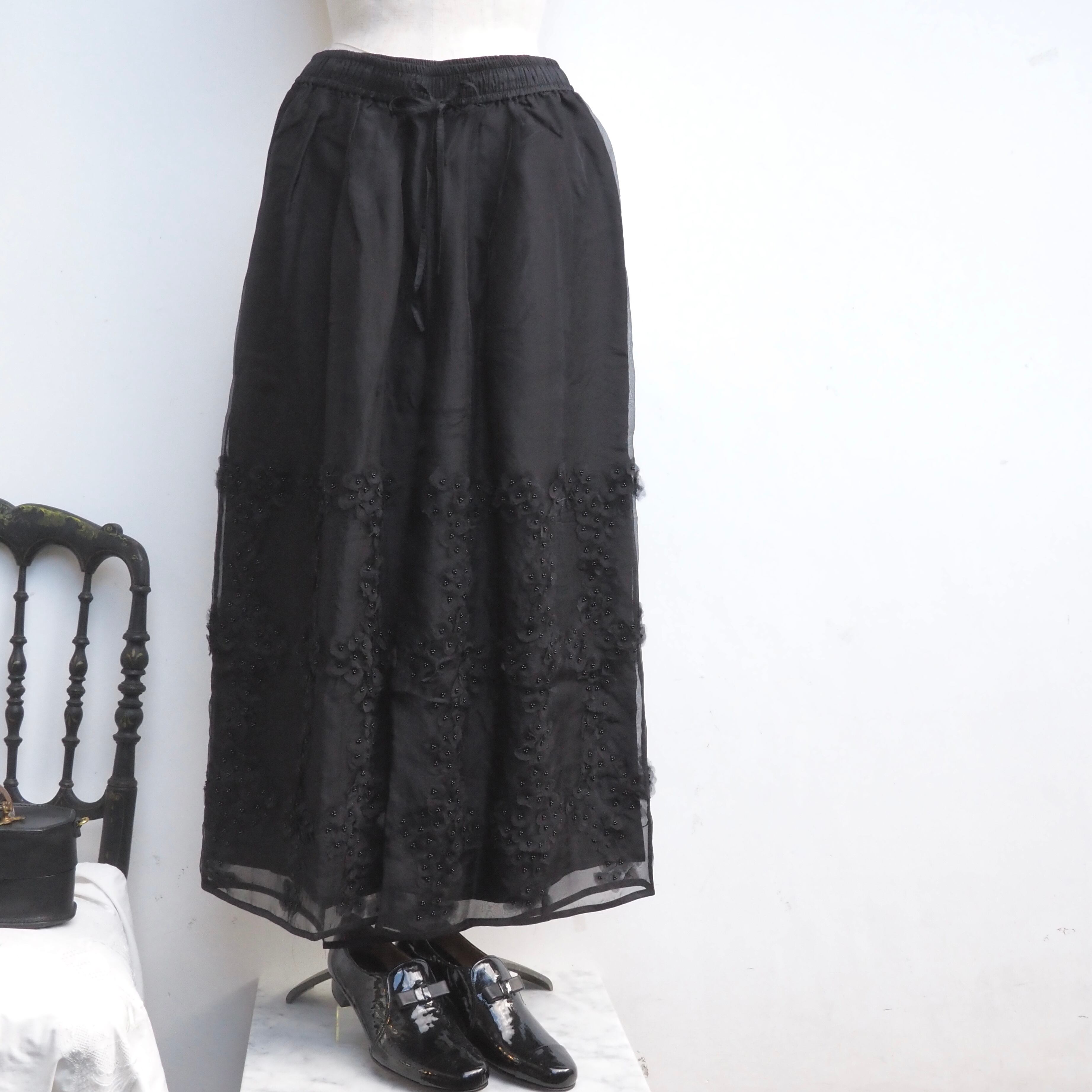 BUNON/Flower Layered Silk pants/シルクパンツ