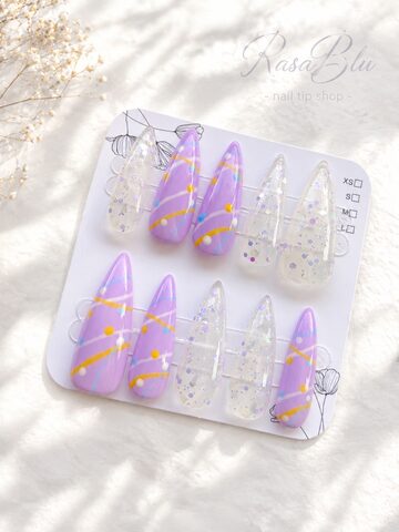 現品 グリーン×パープル ニュアンスネイル ネイルチップ | PAY ID