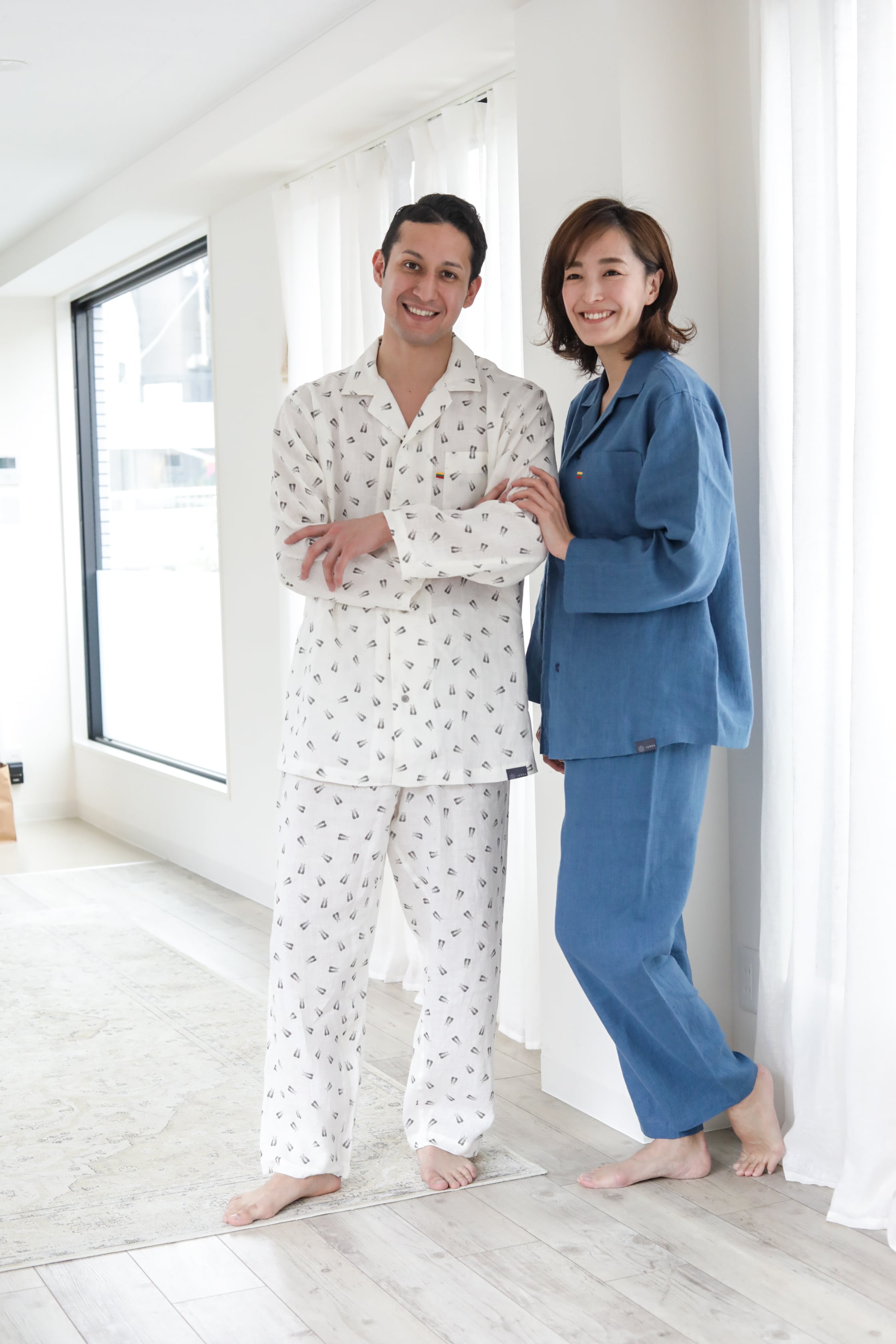 天然の吸水・速乾・防臭 快適な睡眠環境を整えるリネンパジャマ ブルー