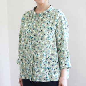 ＜SALE＞リネンプリントのデザインシャツ