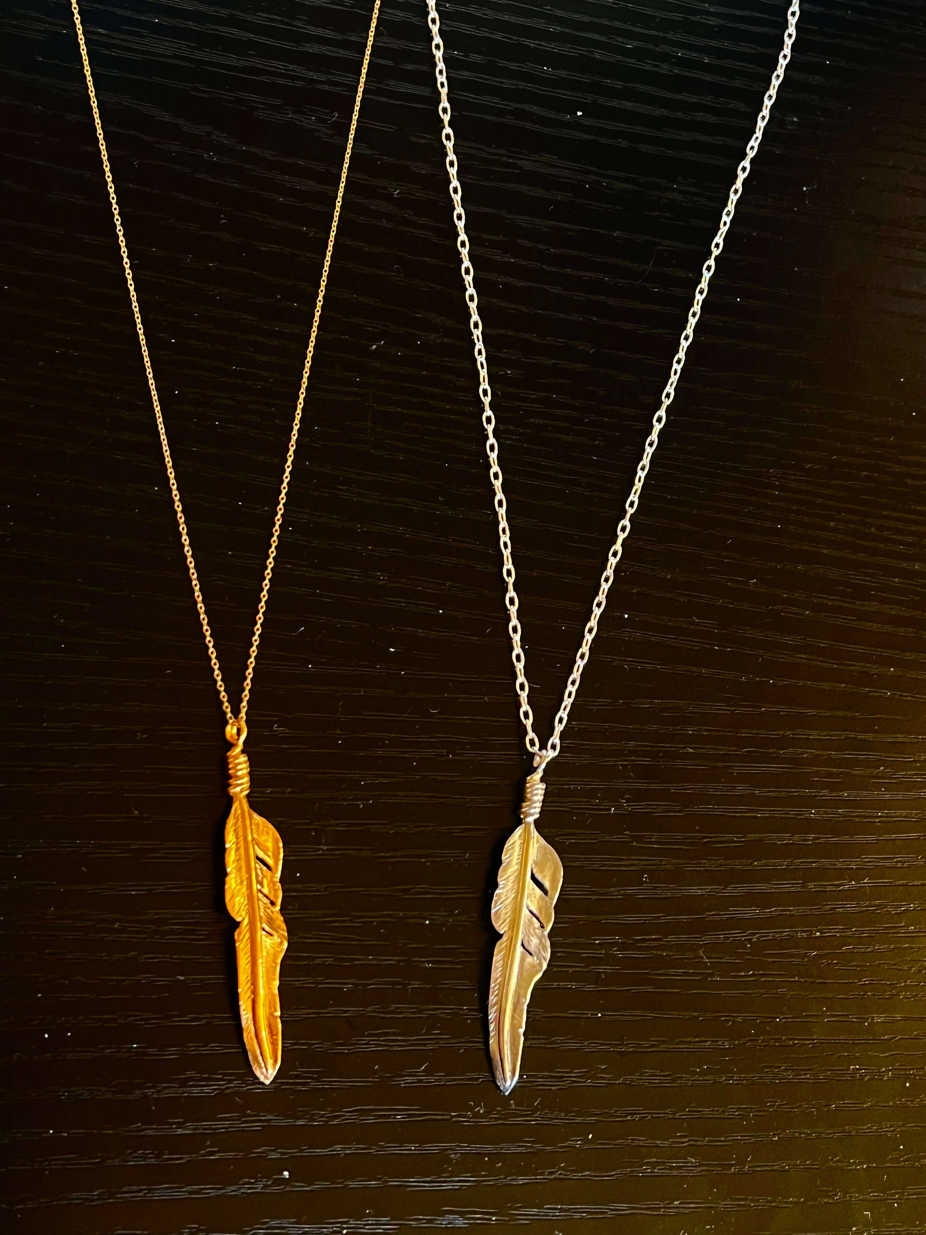 24kcoat] -Twist feather necklace ツイストフェザーネックレス
