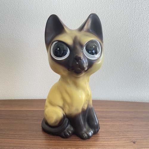 ビンテージ  ビッグアイ  猫のフィギュリン (シャム）貯金箱   / Vintage Big Eyes Cat Figurine Money Box Gig