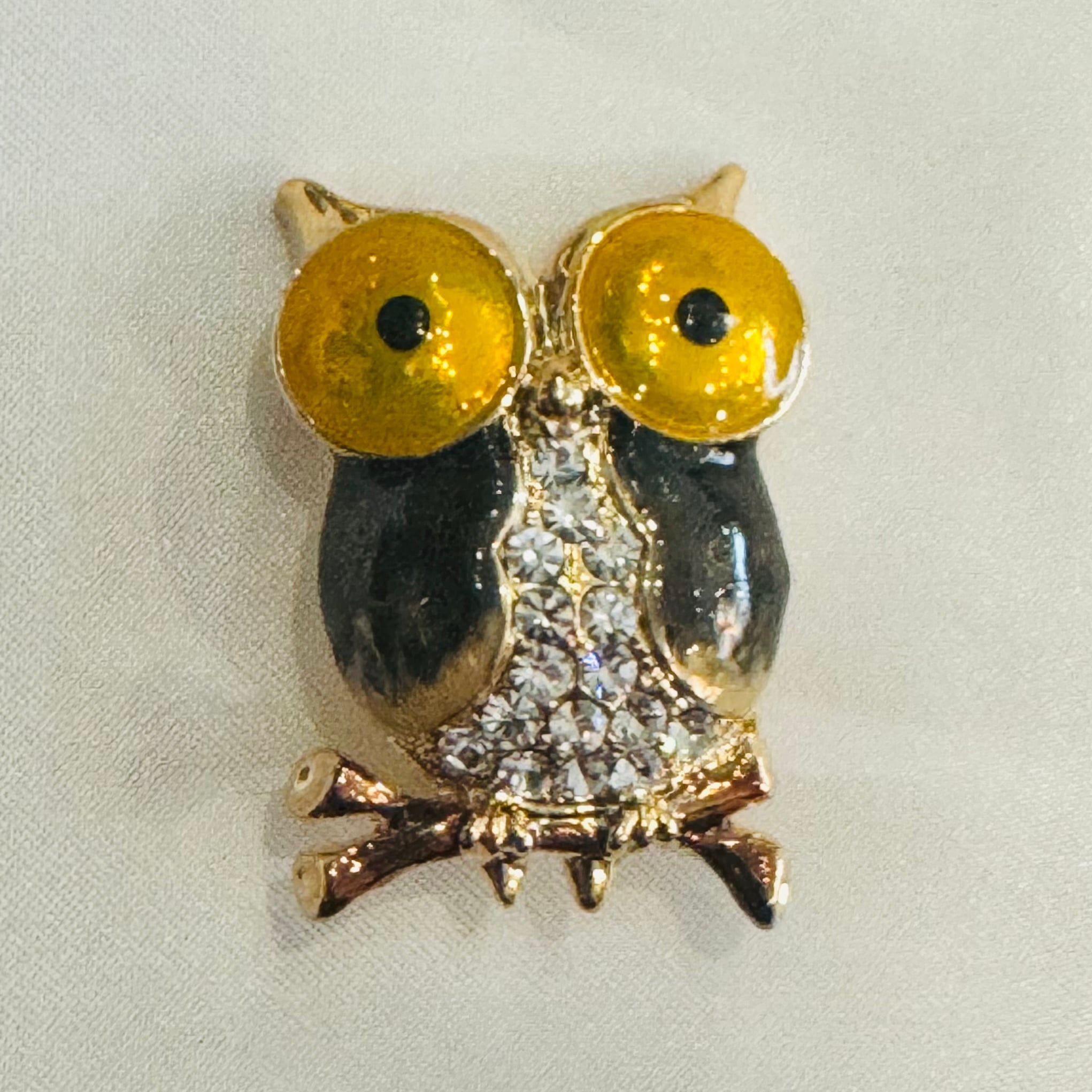 七宝×ストーンの小さなアートブローチ: GOLDEN OWL