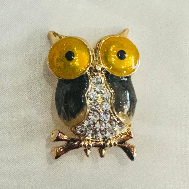 七宝×ストーンの小さなアートブローチ: GOLDEN OWL