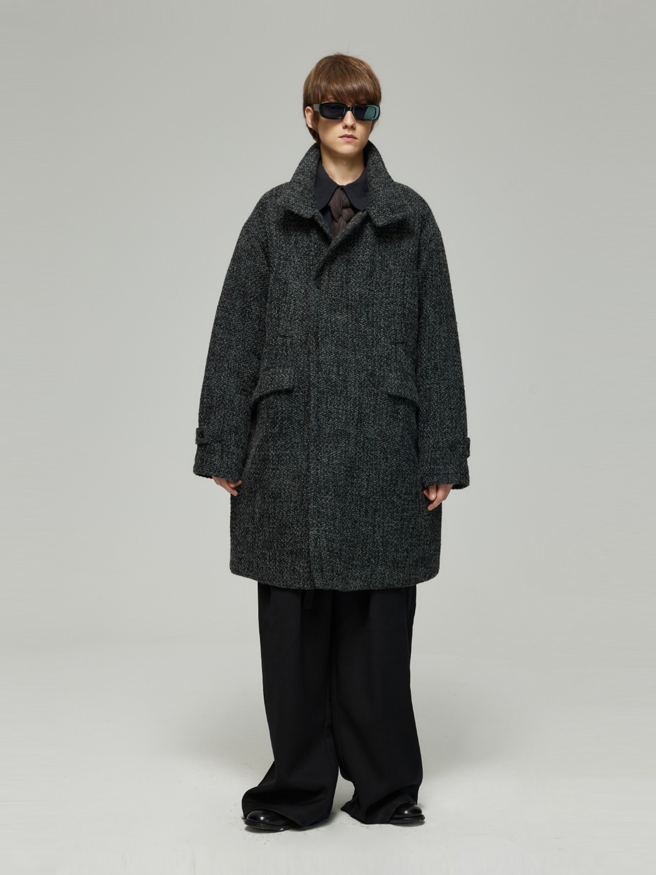 DECESOLO 24AW ジャカードウールブレンド キルトコート