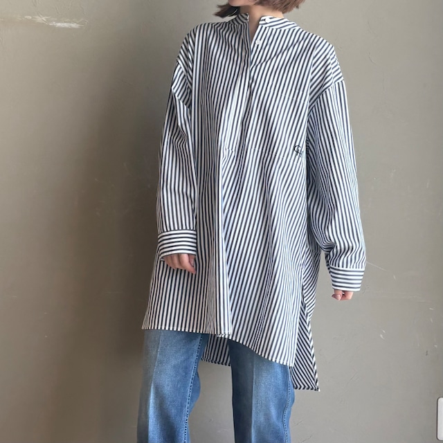 【 CLOCHE 】スキッパーオーバーシャツ(ストライプ)