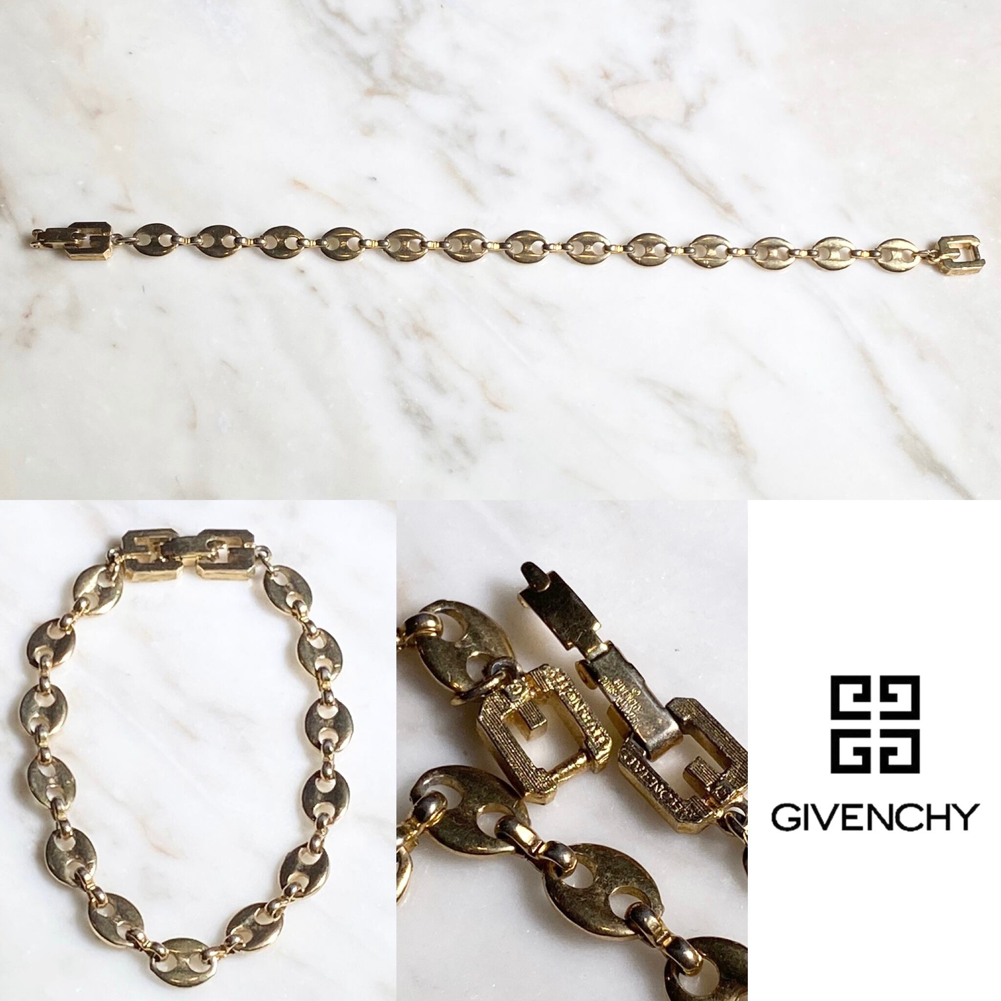 vintage GIVENCHY gold color metal anchor chain bracelet | NOIR ONLINE