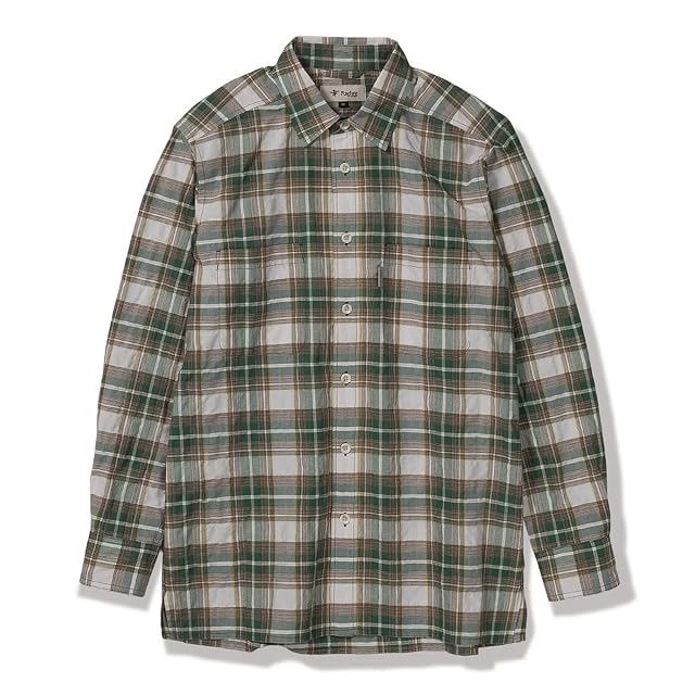 USA製 キャルトップ 長袖チェックシャツ M ホワイト×ブラウン CALTOP