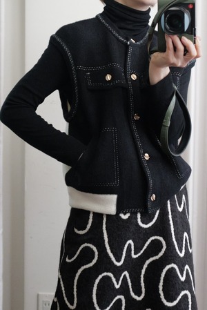 stitch knit vest black