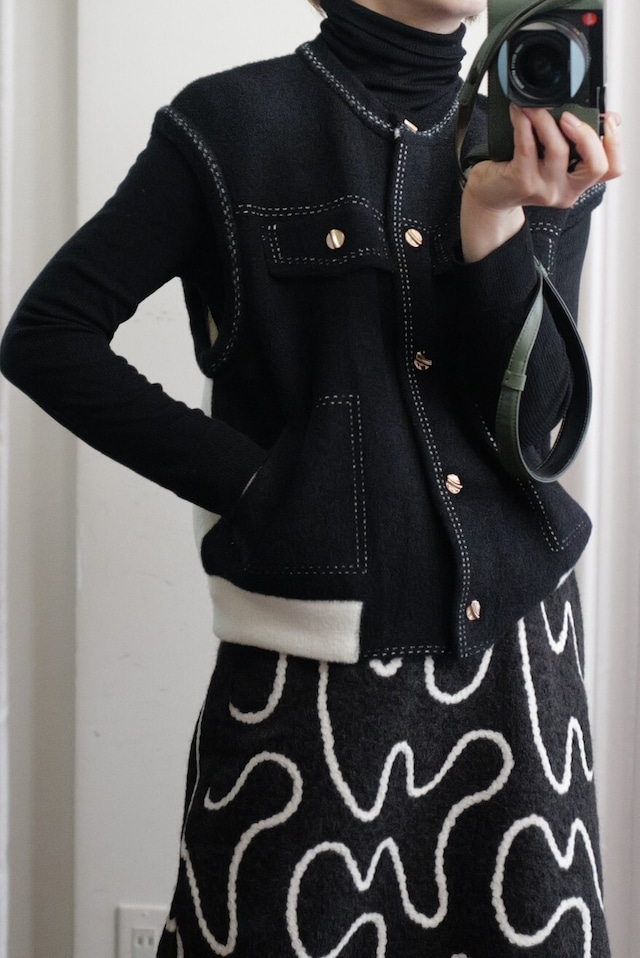 stitch knit vest black