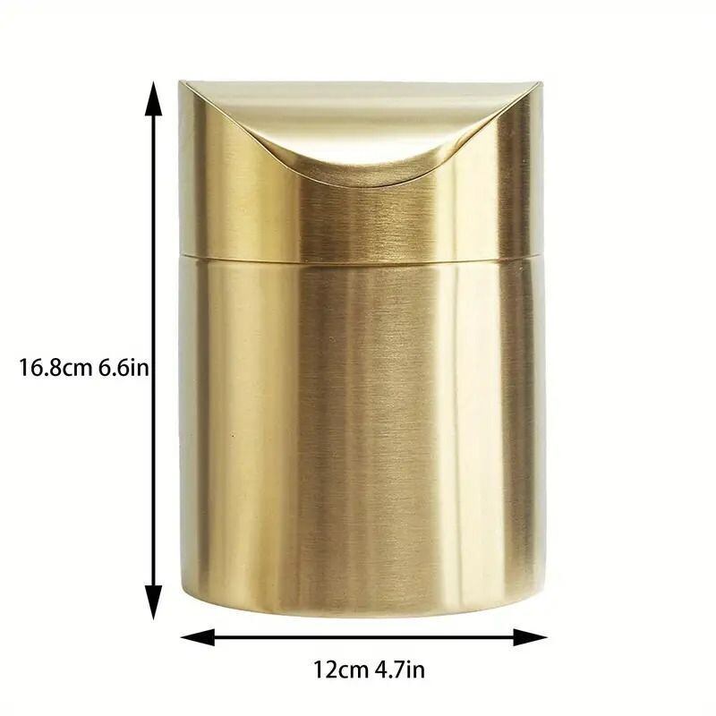 ミニダストボックス ステンレス ゴミ箱 回転式蓋付き 1.5L ゴールド