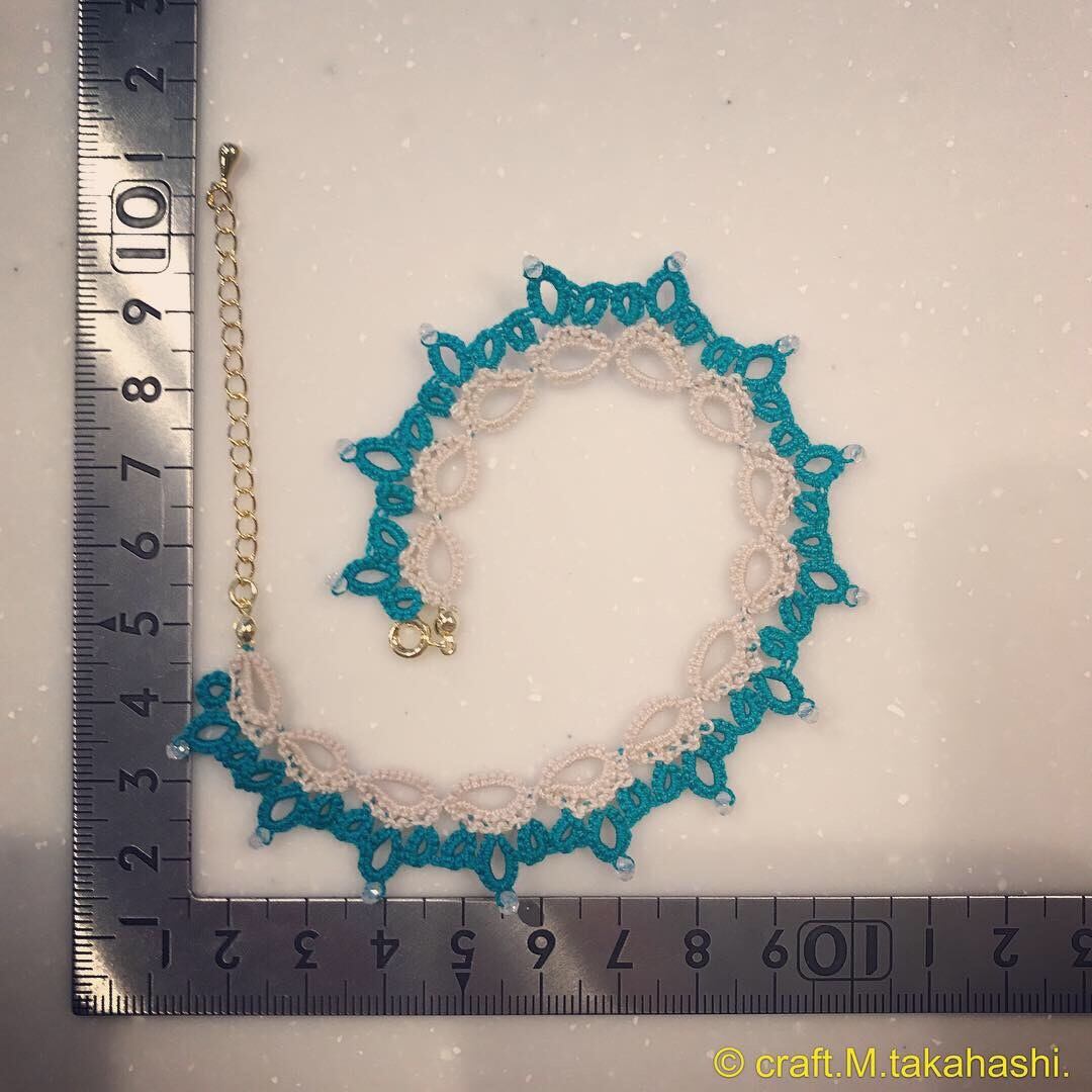 0129:バイカラー レースのブレスレット