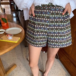 design print high waist short pants <p1009972>