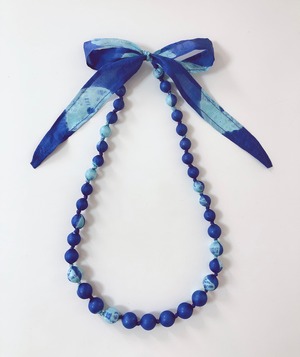 Tie dye  necklace  Royal blue & sky blue  ロイヤルブルー＆スカイブルー
