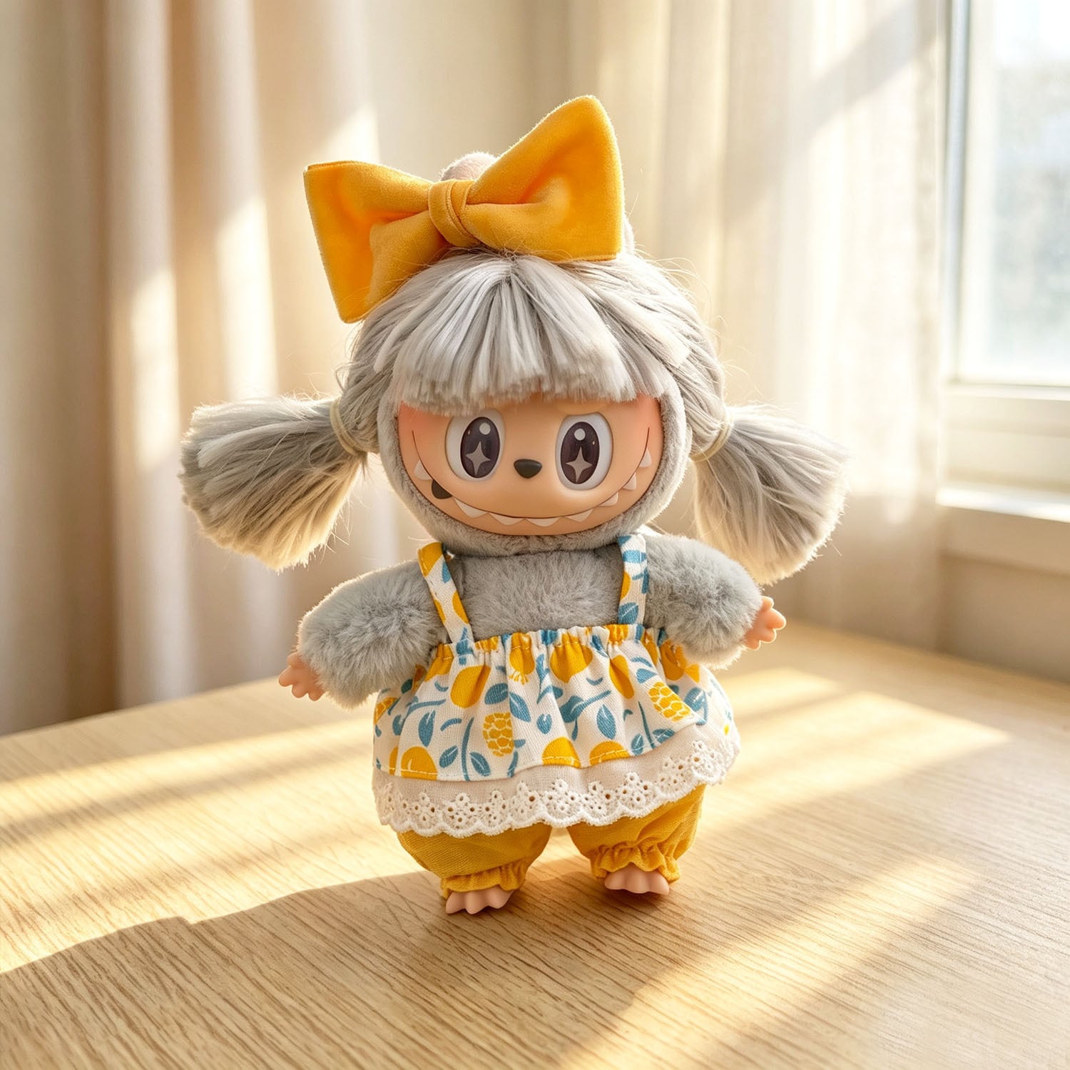 Labubu 1-3代用 レモン/ドーナツ柄ワンピース +パンツ+ヘア