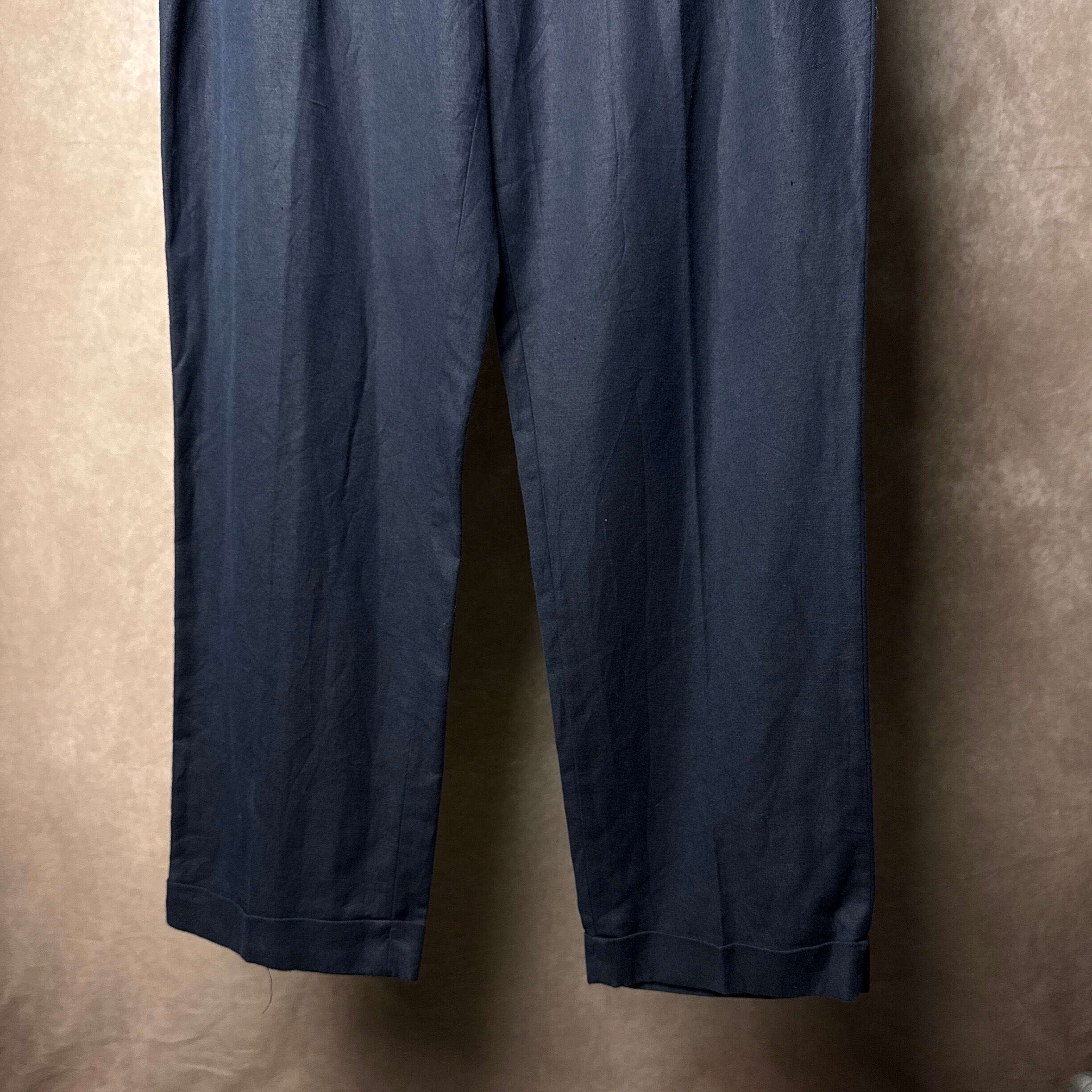 90's~00's Polo by Ralph Lauren Linen×Cotton Slacks IN TUCK DARK