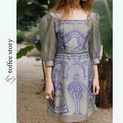 物語をまとう:宮殿アートプリントワンピース《XU0257》