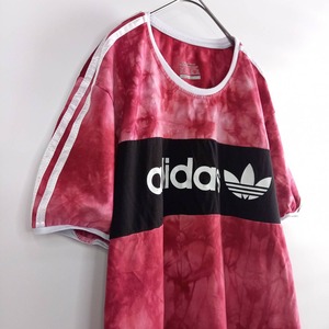 アディダス　オリジナルス　リンガーTシャツ　ストライプ　タイダイ　レッド　3XL