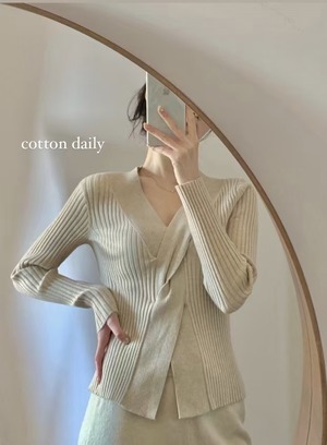 フロントねじりデザイン リブ編みニットプルオーバー　AJ1102-806