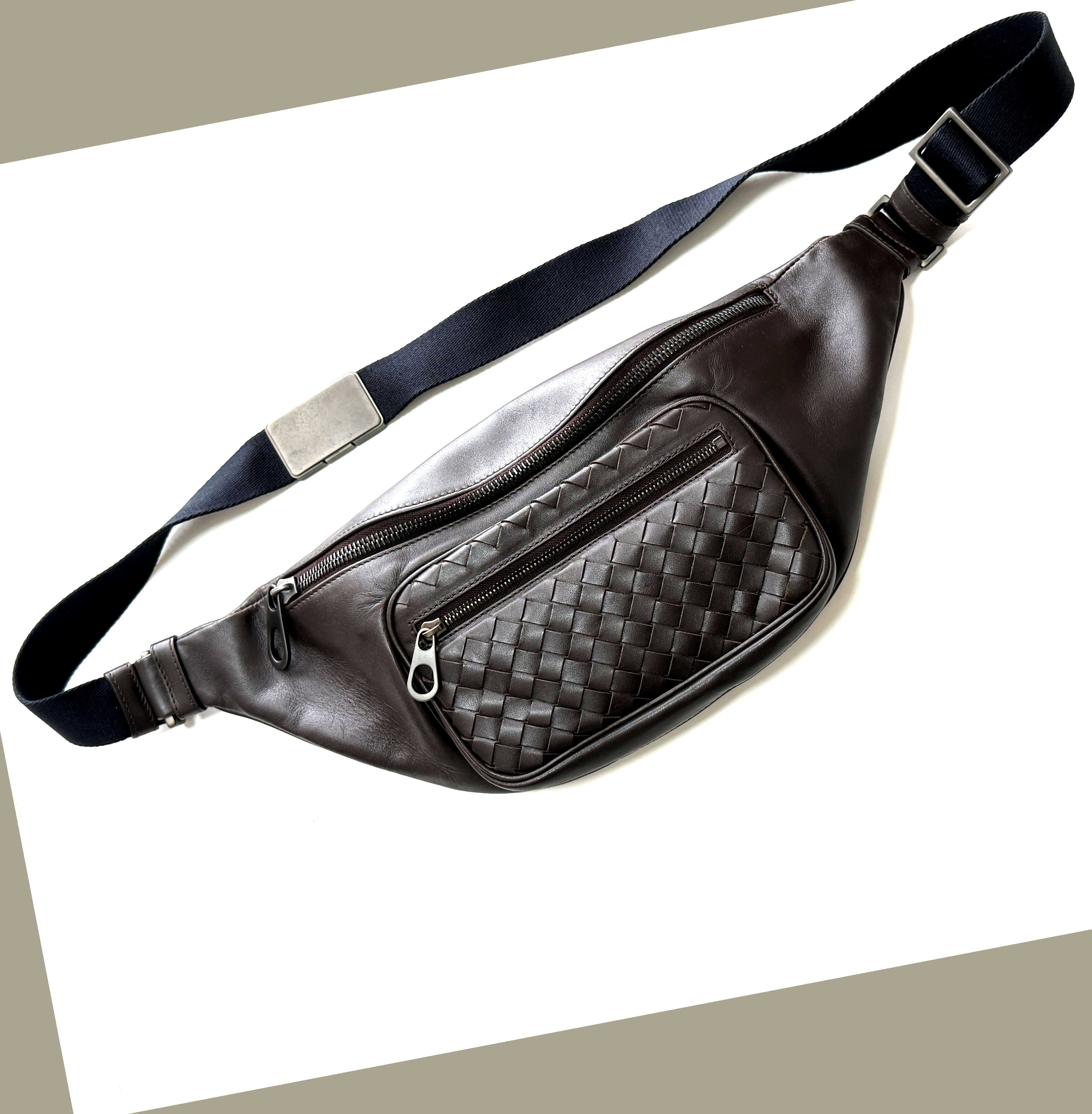 本物 ■ ボッテガヴェネタ ■ ボディバッグ イントレチャート ウエストバッグ BOTTEGA VENETA ボッテガヴェネタ イントレチャートレザー クロス