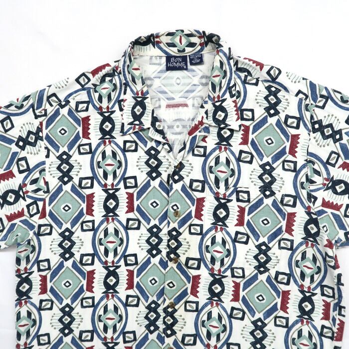 70s-80s USA製 BonHomme NEW YORK 総柄レーヨンシャツ 70s-80s USA製 BonHomme NEW YORK 総柄レーヨンシャツ