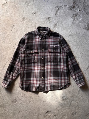00s BOUNTY HUNTER/Check Flannel Shirt/2002年/M/チェック柄ネルシャツ/長袖シャツ/ブラック/グレ－/BxH/バウンティーハンター