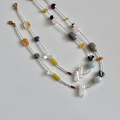 Multi Stone Clear Beads Necklace［BZN35］