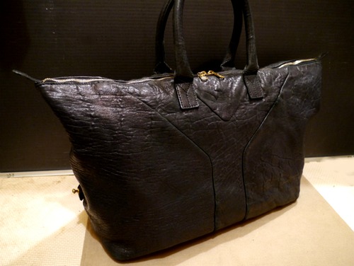 32万◆YvesSaintLaurent イヴサンローラン レザー ボストン型 ハンド バッグ EASY イージー 黒◆