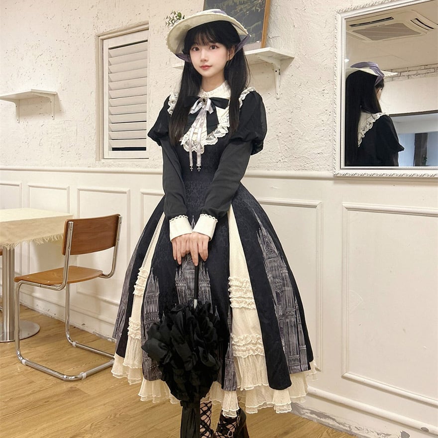 クラロリ ワンピース レース クラシカルワンピース スリットスカート