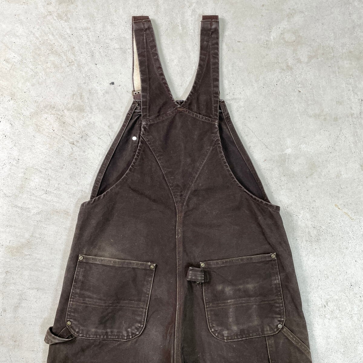 カーハート オーバーオール ダブルニー 刺繍 ブラウン 32×34 中古・古着通販】CarHartt (カーハート) ダブルニーオーバーオール