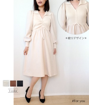 胸元絞りのニットワンピース_e0032110005