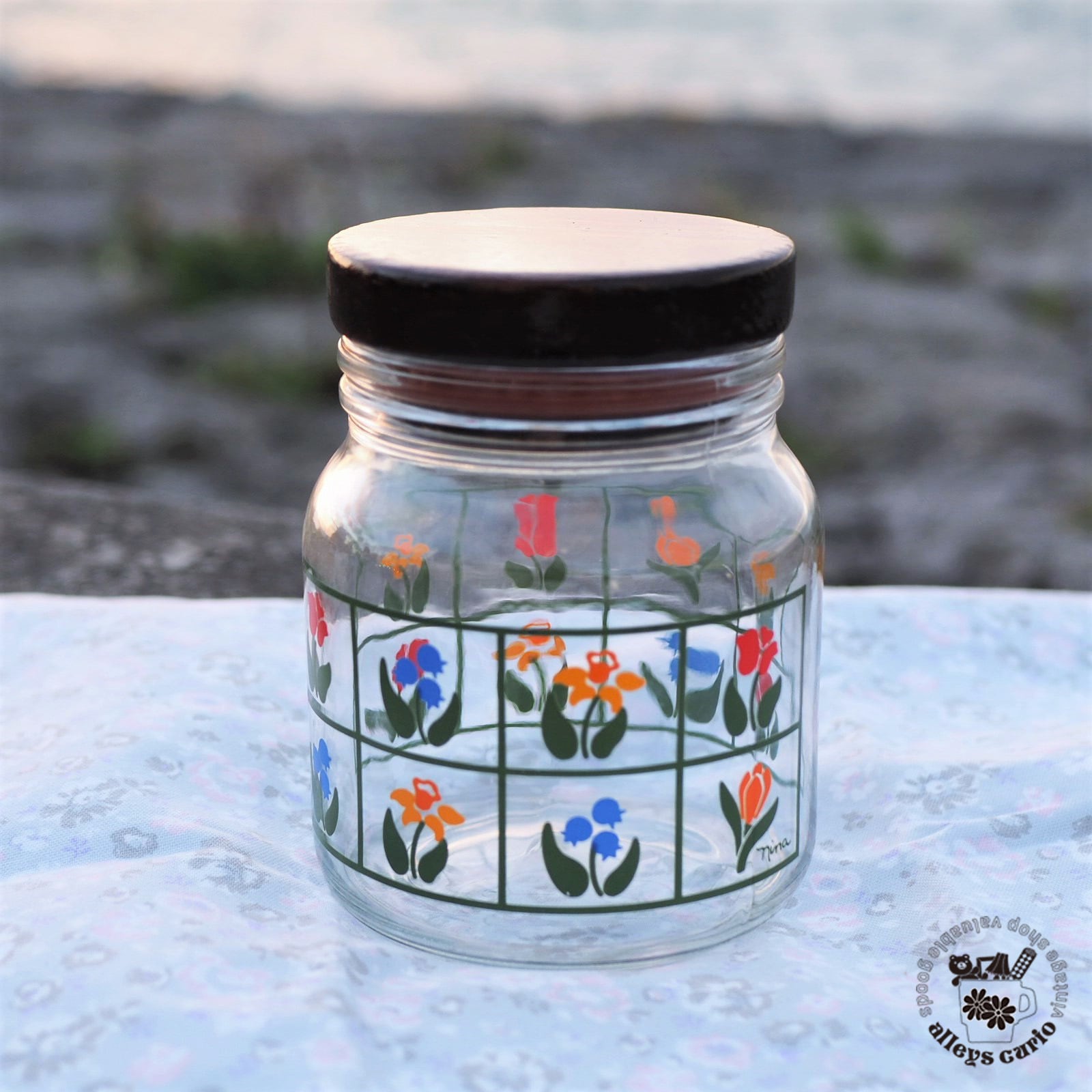 アンカーホッキング　チューリップ　ガラス　キャニスター　ジャー　ヴィンテージ アンカーホッキング チューリップ ガラス キャニスター ジャー