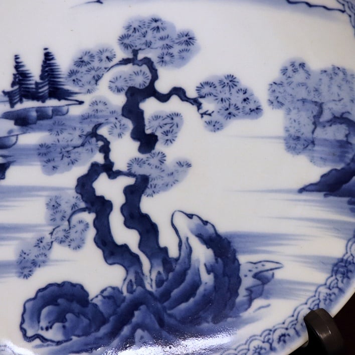 有田焼・染付・飾り皿・山水・No.181104-73・梱包サイズ80
