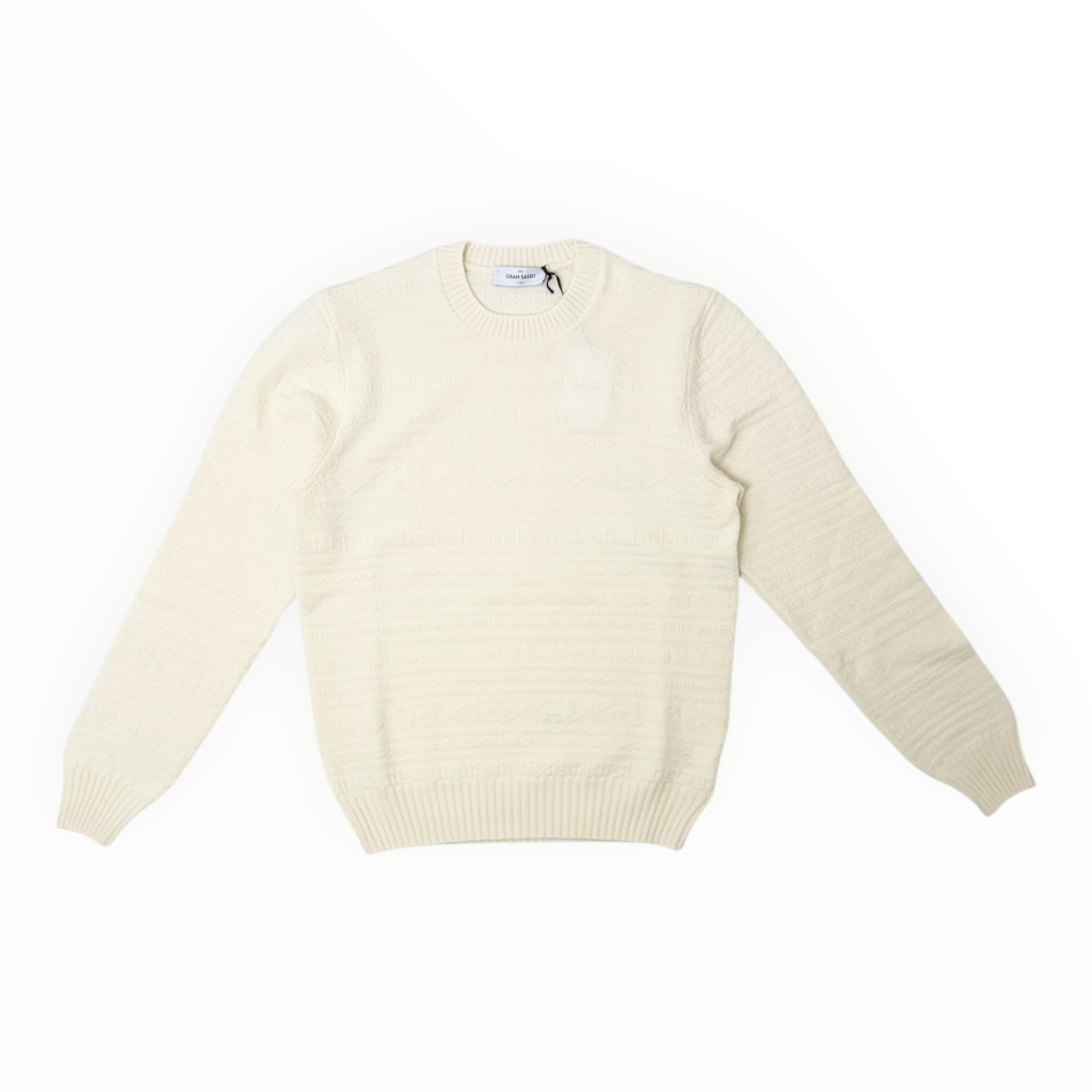 GranSasso(グランサッソ) Fair Isle pattern Wool Crew Neck Knit(23131/25026/001)/WHITE