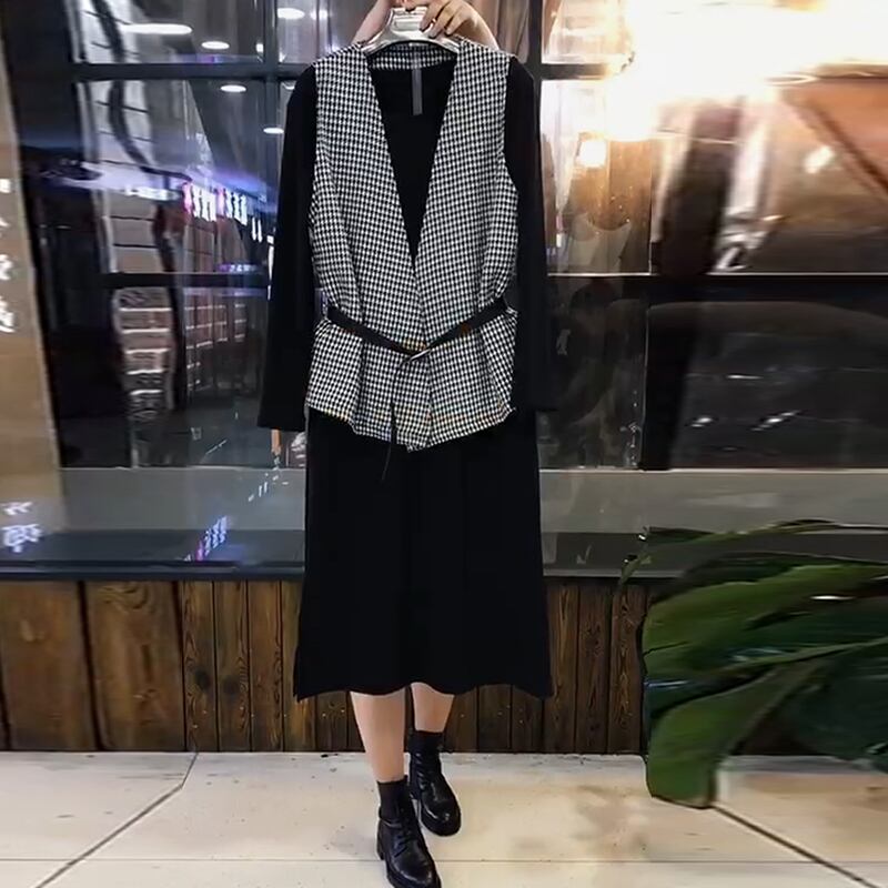 プラスサイズの女性の秋の服2020新しい女性の太った姉妹の年齢削減ベストツーピーススーツスリムドレススーツトレンド ミックスインファッション33020601844