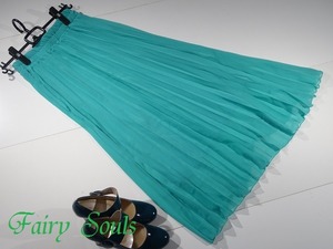 ★フリー☆ロング丈さわやかグリーンのプリーツスカ－ト (SKN9103)