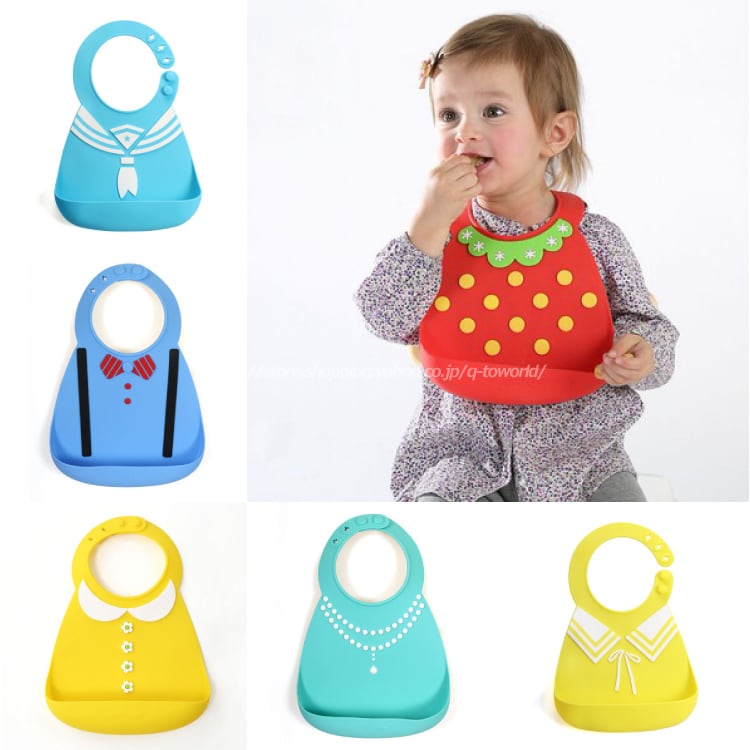 One Size お食事エプロン シリコン ビブ ソフト スタイ おしゃれ 女の子 男の子 ベビー 赤ちゃん よだれかけ ビブ Bib 離乳食 マット Q Toworld キュートワールド 子供服 メール便は何点でも送料の合計は280円