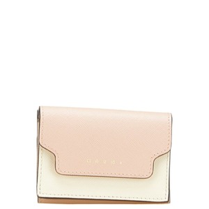 マルニ 三つ折り財布 ブラウン マルチカラー レザー レディース MARNI 【中古】