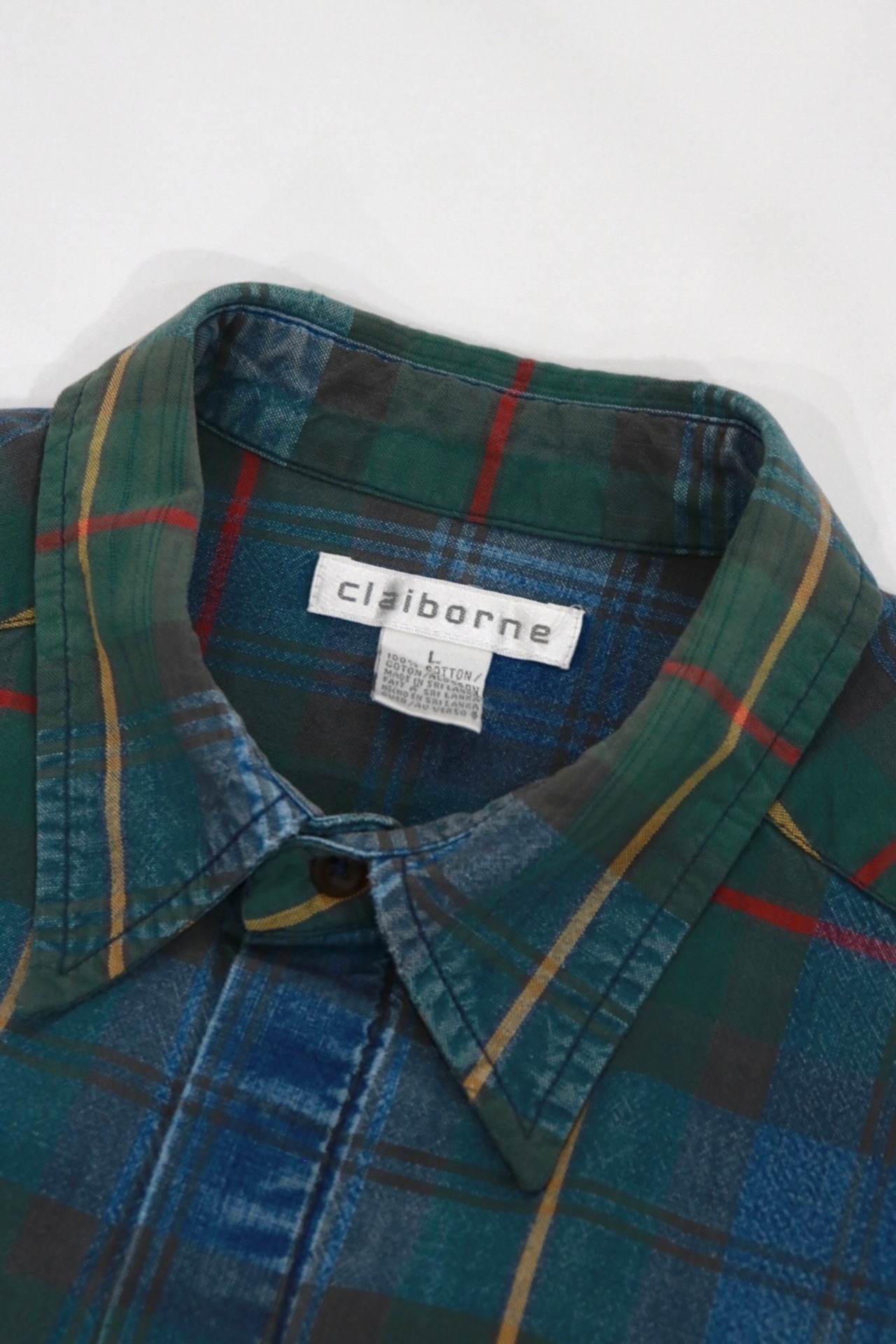 claiborne denim-ish check shirt
