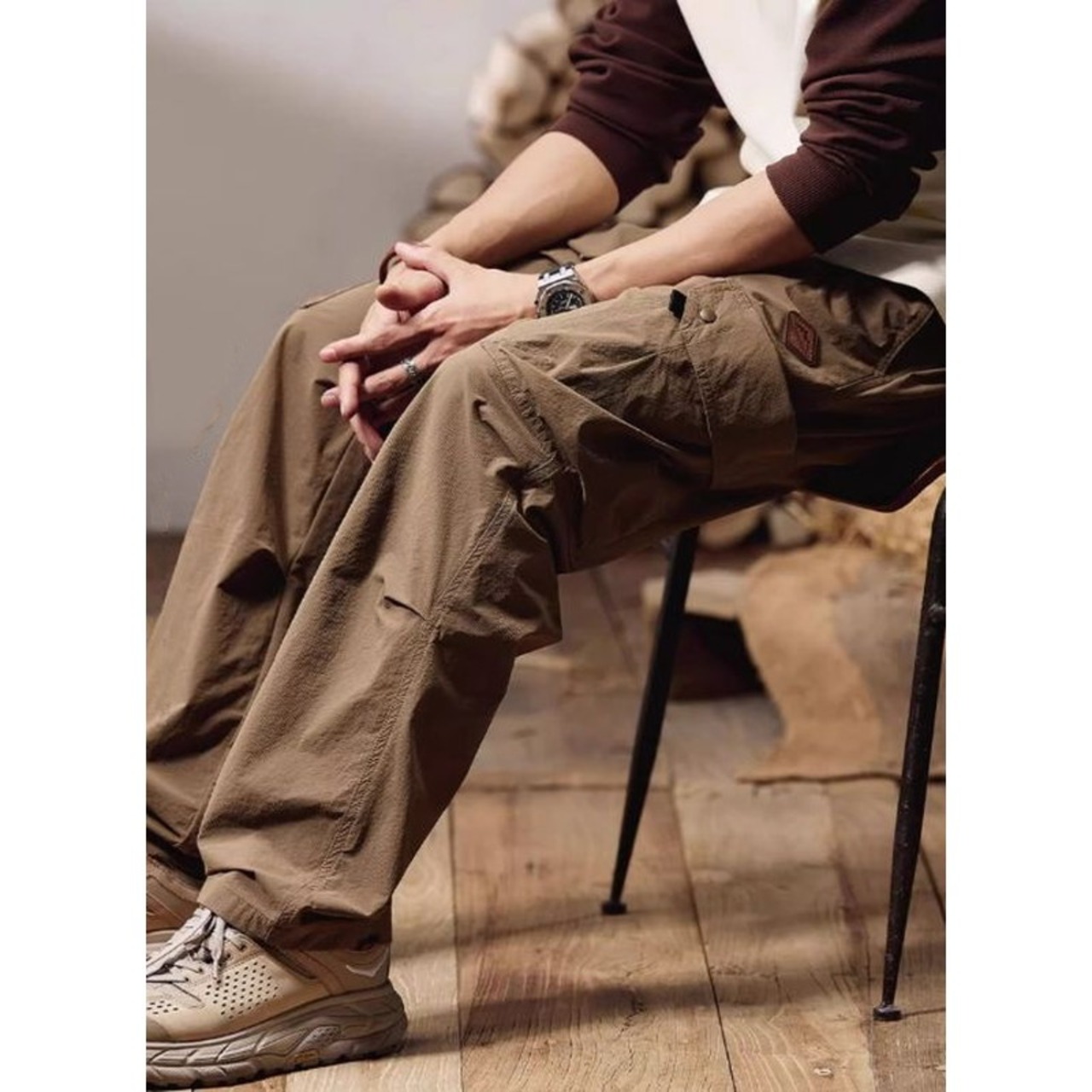 Multi-Pocket Flap Pocket Straight Silhouette Climbing Pants ◇2color H0781