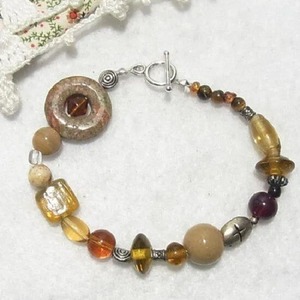 天然石とガラスビーズのブレスレット　アクセサリーのセール通販　11429BR